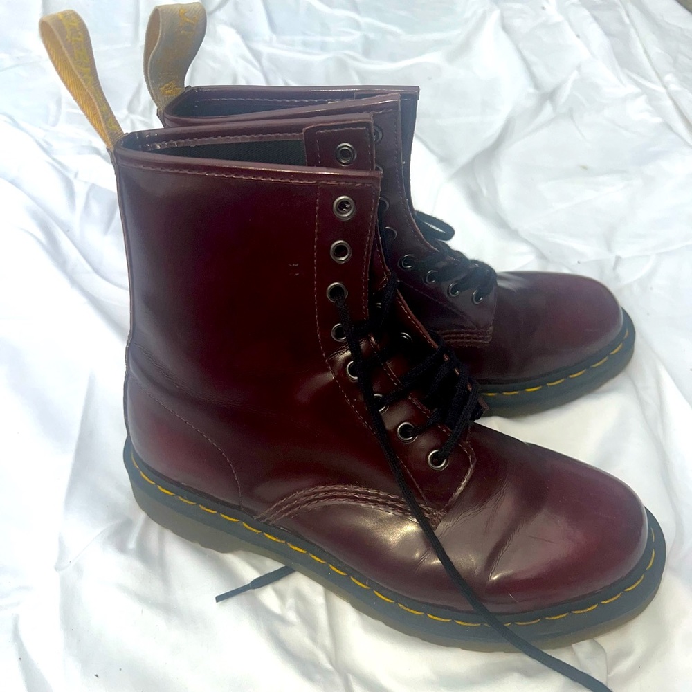 Maroon Faux Leather Doc Martens